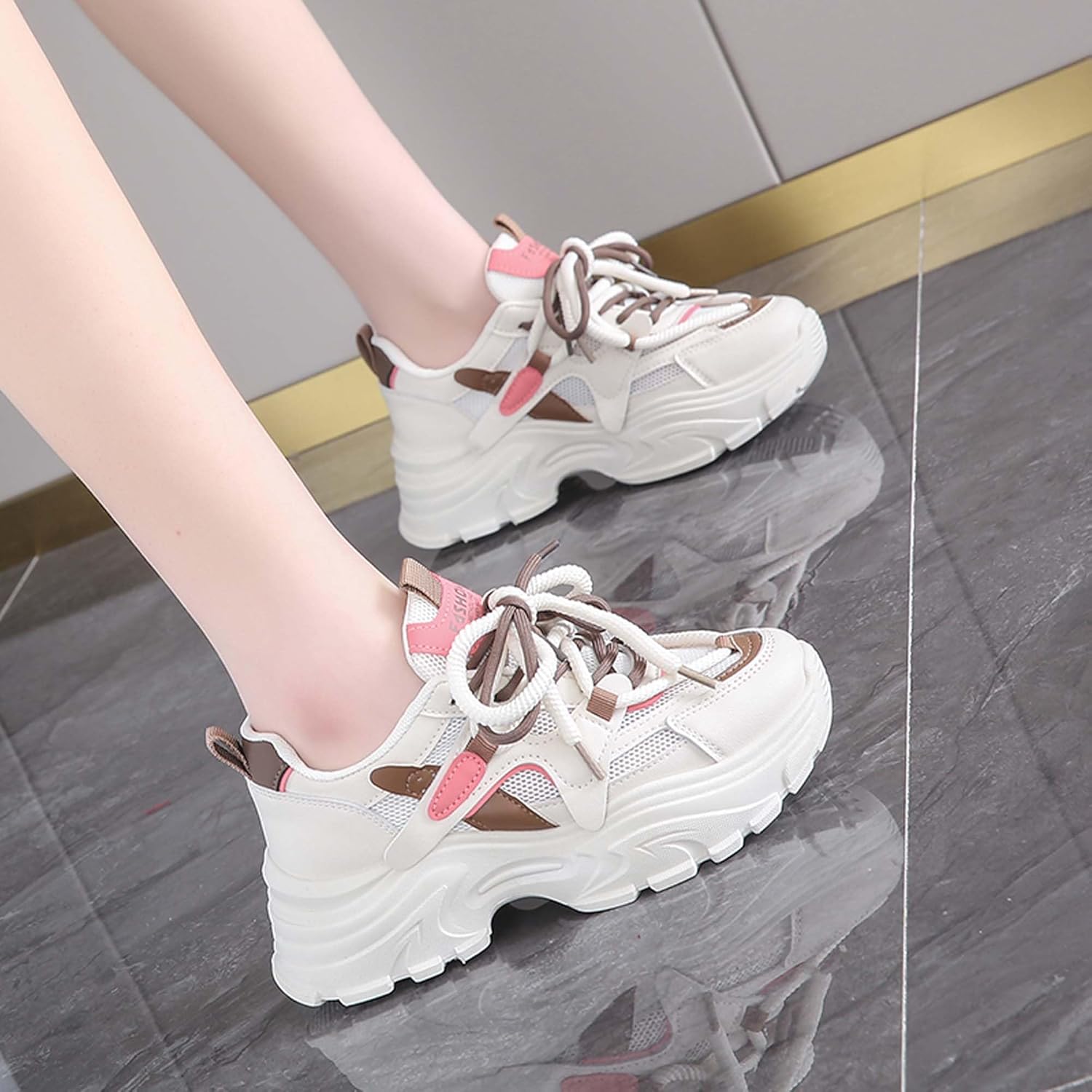 Women's Arch Supported Comfortable Skateboarding Shoes - Lace up Casual Dress Multifunctional Shoes - Lightweight Rubber Outsole