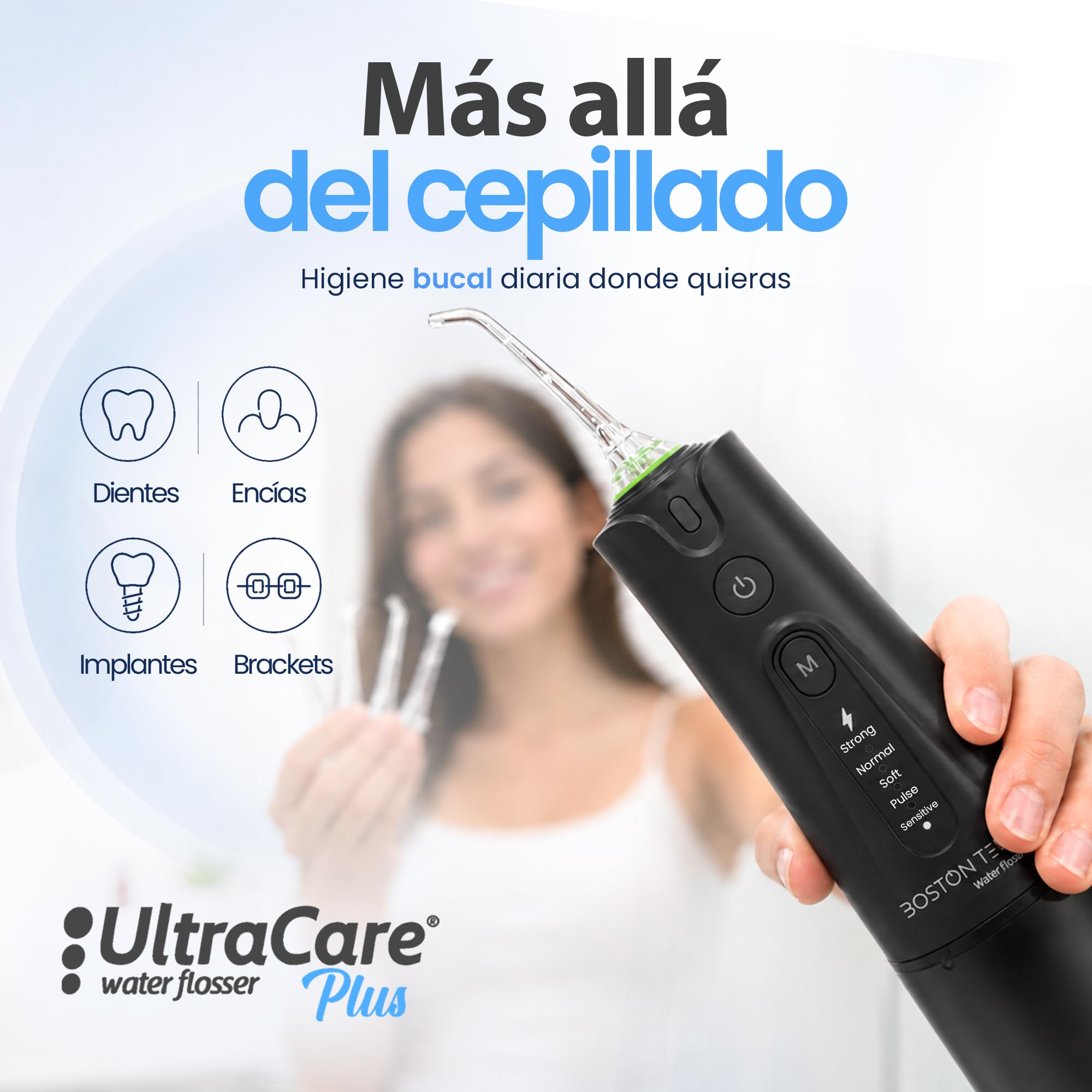 Irrigador Dental Portátil Aquapik UltraCare Plus 8 Boquillas 5 Modos 300 ml