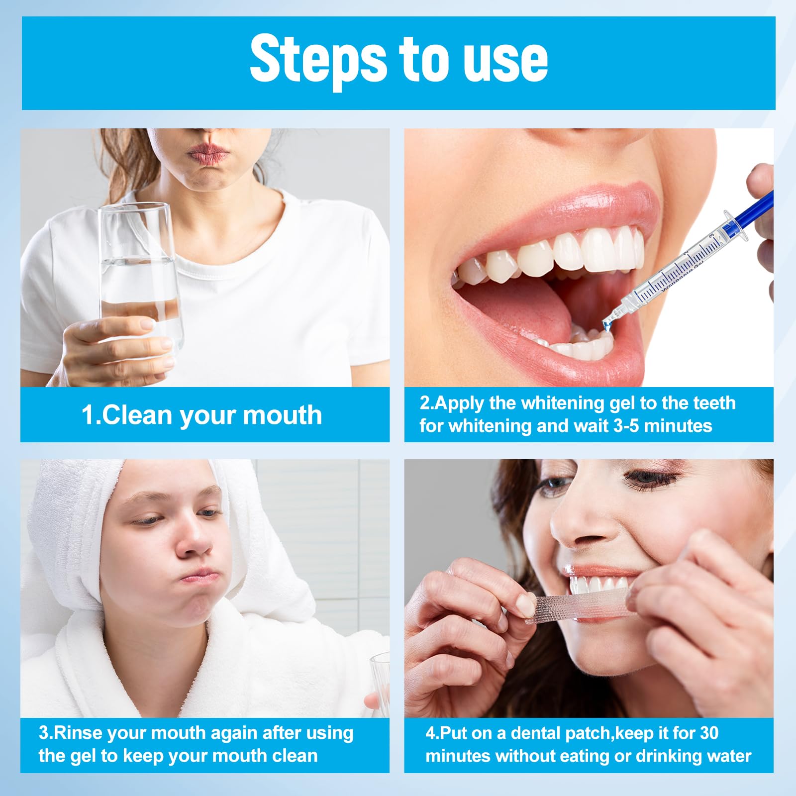 Kit Sbiancante Denti Professionale,7 pezzi Gel Denti sbiancante,Strisce Sbiancanti denti Professionali,Set Sbiancante per denti a Casa,con applicazione semplice e veloce