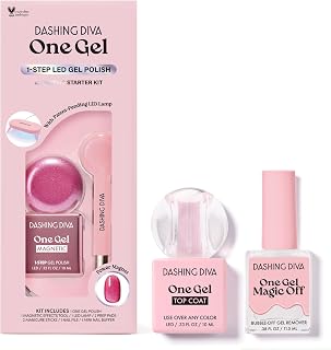 One Gel Magnetic Mega Bundle – One Gel Magnetic Starter Kit in Villainous, Top Coat and Magic Off Nail Polish Remover - Manicure Set includes LED Lamp and Power Magnet