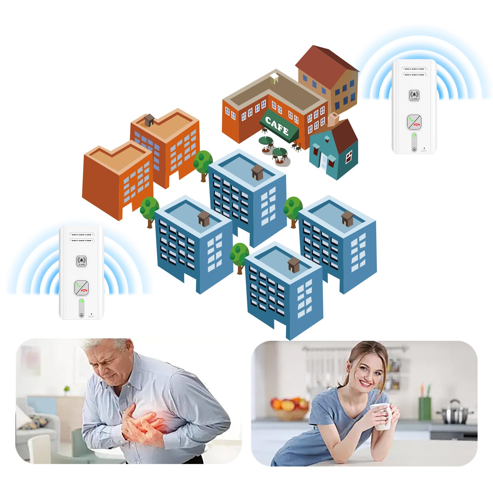 Interphone sans fil 2 voies avec support magnétique Portée 500 m Talkie-walkie d'urgence pour la sécurité intérieure et extérieure