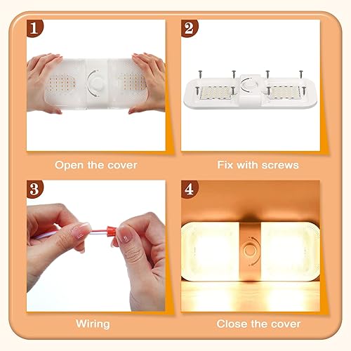 Miniatura 5 de Retisee 10 luces interiores de caravana de 1700 lúmenes, 3 colores de 12 V, luces LED de cúpula de techo con encendido/apagado para cámper,