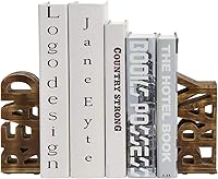 Rustic Christian 'Read & Pray' Wood Bookends - Burnt Brown Decorative 2-Piece Set for Home Office Shelf Library