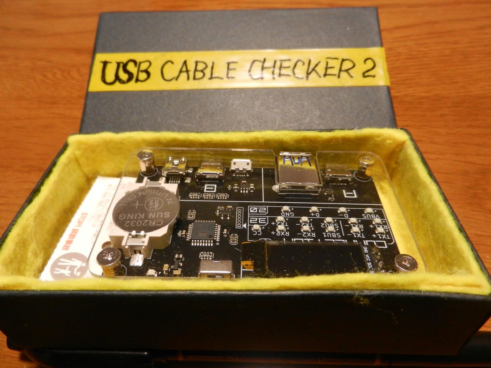 Bit Trade One USB Cable Checker 2 - Tests MiniB, MicroB, TypeC Cables, Resistance, Wire Check, CR2032 Battery