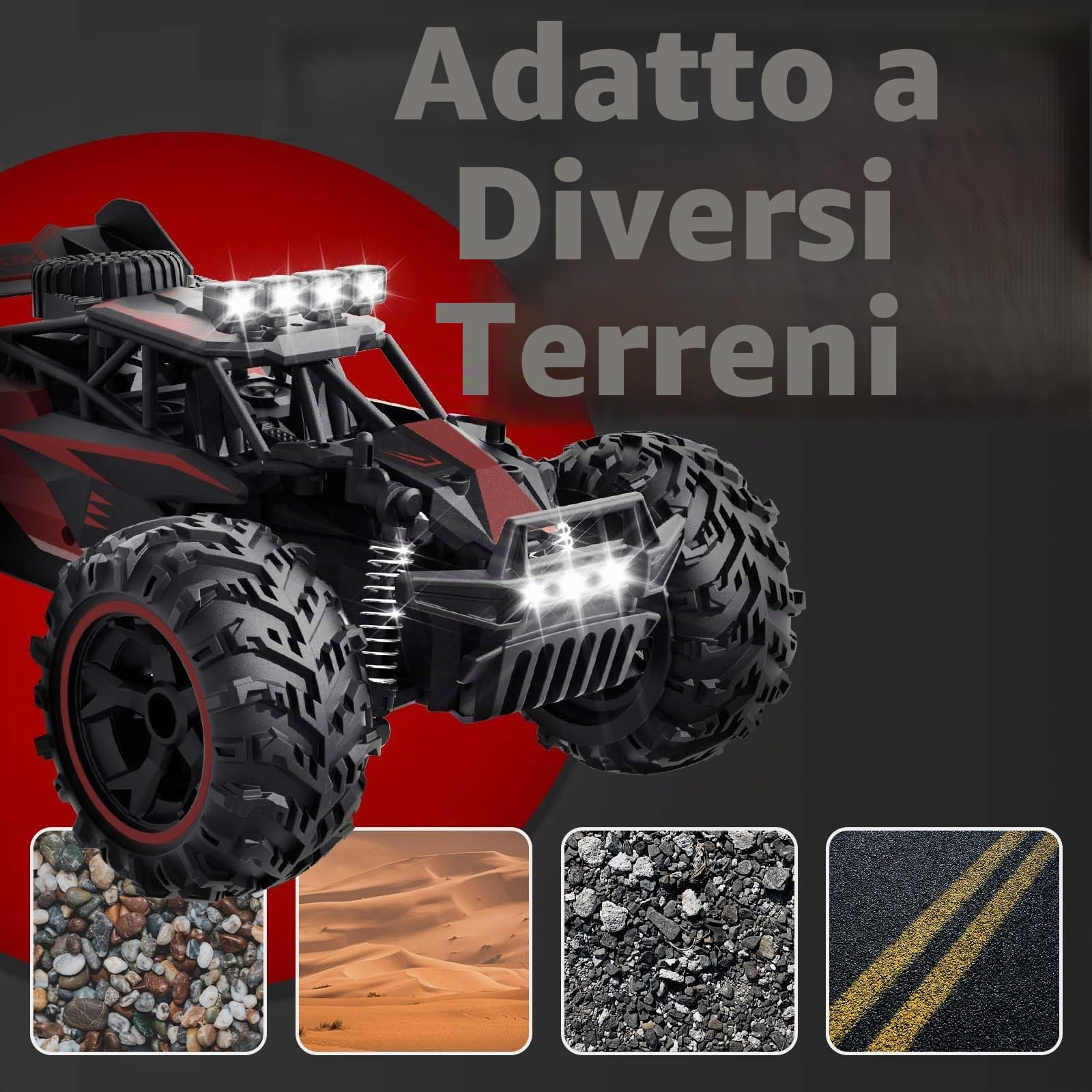 Carox Auto radiocomandata, 2,4 GHz, 25 km/h, auto radiocomandata, 1:18, fuori, con fari e illuminazione del telaio, controllo remoto, regalo di compleanno per bambini