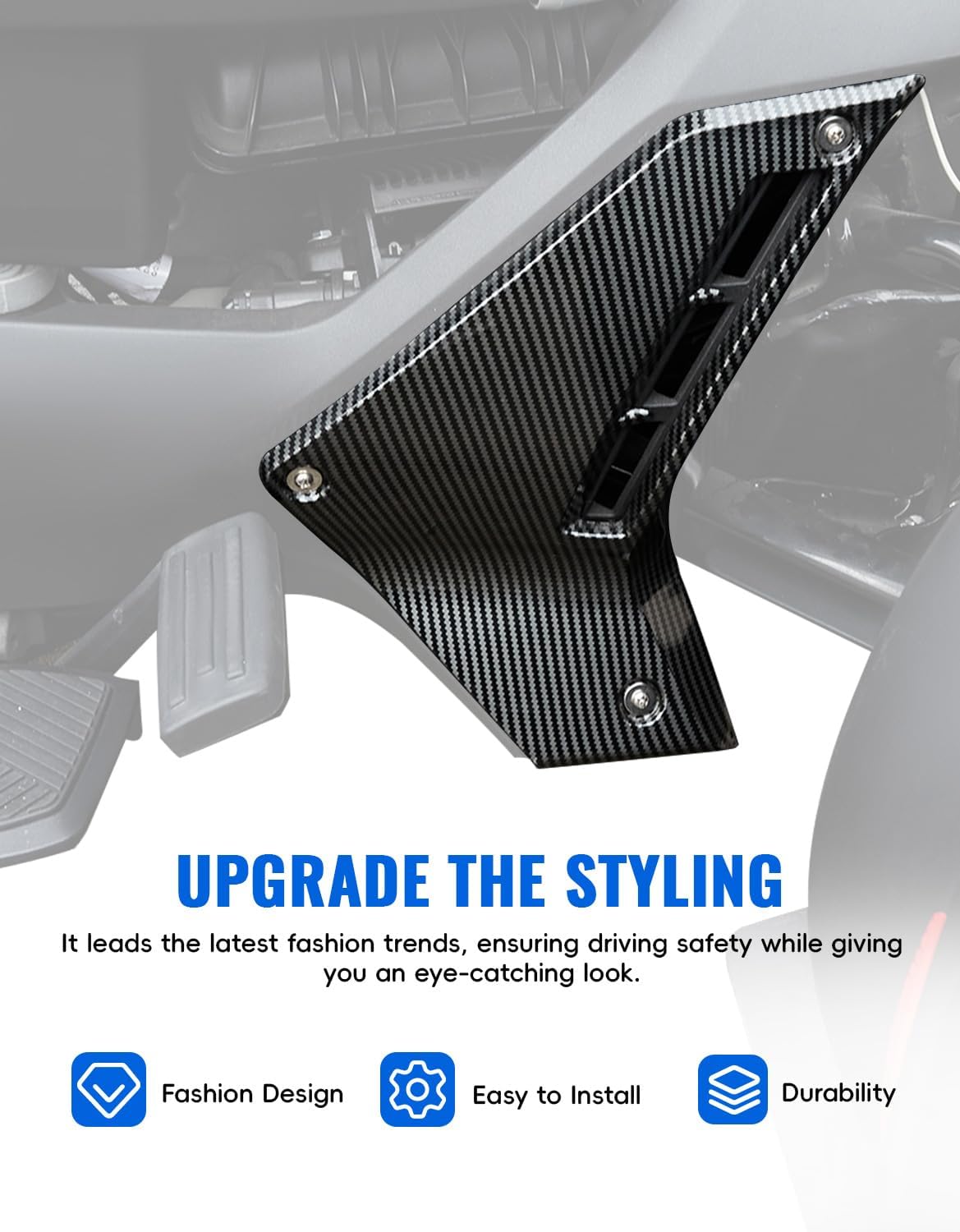 Lower Fairing Panels for Can Am Ryker All Models, 2PCS Carbon Fiber Pattern Lower Panels Fairing Pads Protector Trim Cover for Can Am Ryker 600 900 Sport & Rally Accessories