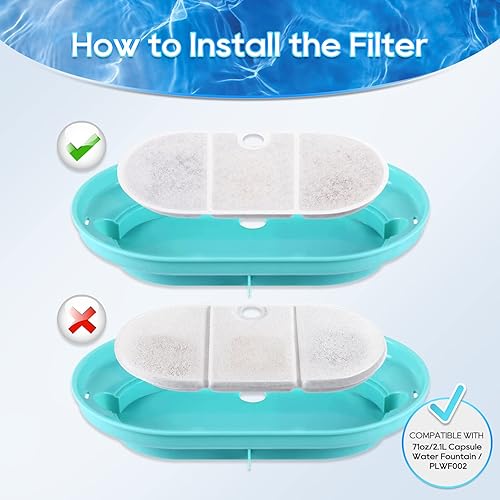 Miniatura 4 de MyfatBOSS Filtro de fuente de agua para gatos, paquete de 12 filtros de fuente para gatos y 12 filtros de esponja compatibles con Petlibro Capsule
