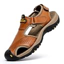 BINSHUN Sandals for Men Leather Hiking Sandals Athletic Walking Sports Fisherman Beach Shoes Closed Toe Water Sandals, Brown, 10 gallery image
