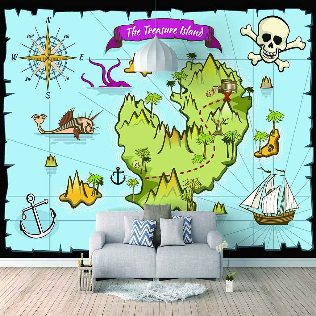 Papier peint photo île verte 200x140 décor trompe l'oeil et tableau mural moderne 3D