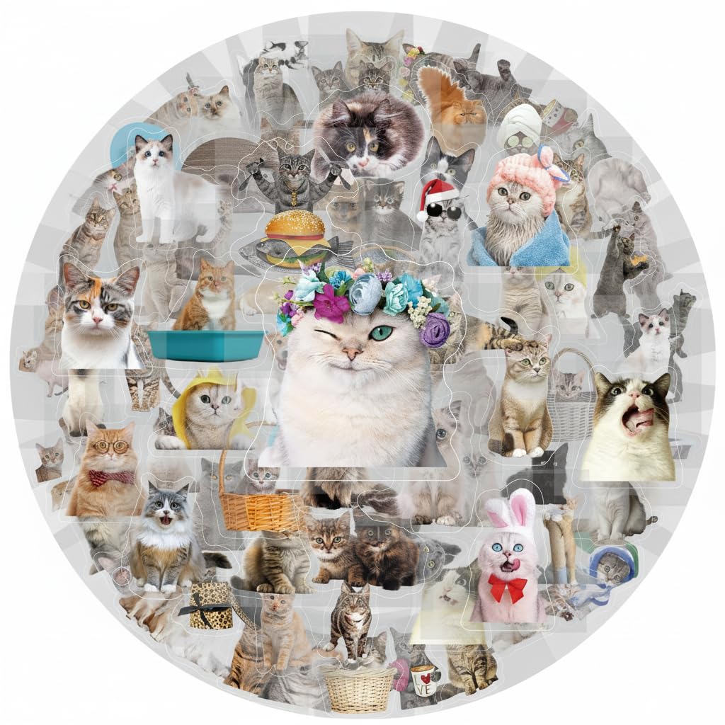 Photo 1 of 100 Pack Cat Transparent Stickers, Cat Party Favors, Birthday Decorations