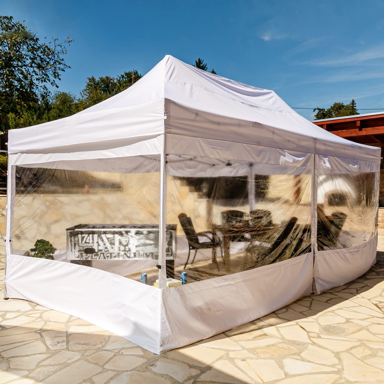 INSTENT Alu-Pavillon 3 x 6 m Pro 4 Seitenteile wasserdicht UV-Schutz 50+, weiß