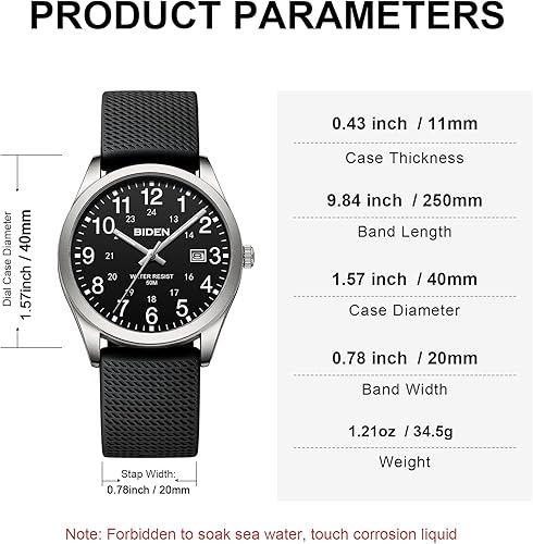 Miniatura 2 de LN LENQIN - Relojes para hombre, analógicos, de cuarzo, para deportes al aire libre, luminosos, de moda, casuales, resistentes al agua, relojes de