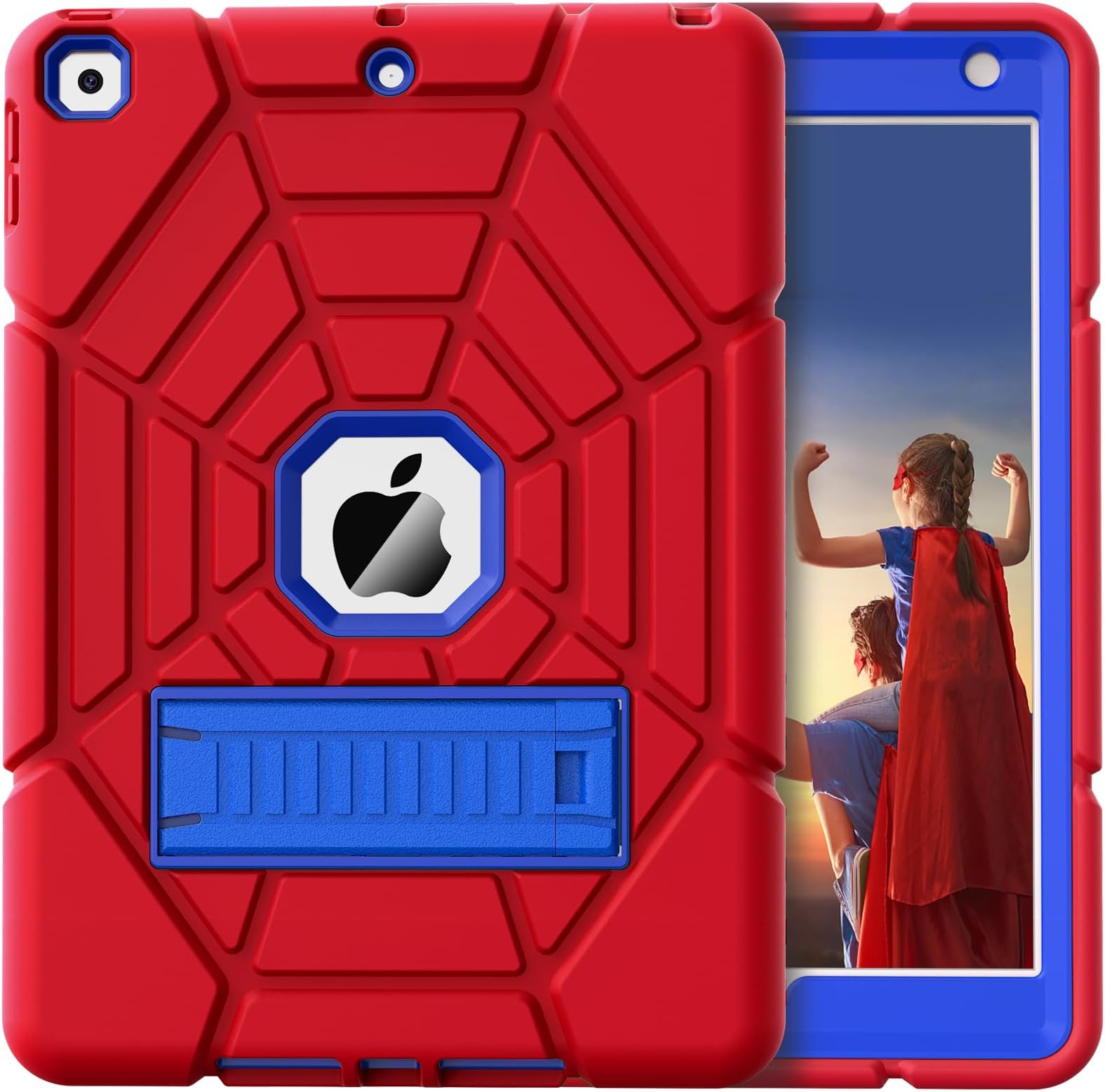 Grifobes for iPad 9th Generation Case, iPad 8th/7th Generation Case 2021/2020/2019, Heavy Duty Shockproof Rugged Protective 10.2" Cover with Stand for iPad 9 8 7 Gen 10.2 inch (Red+Blue)