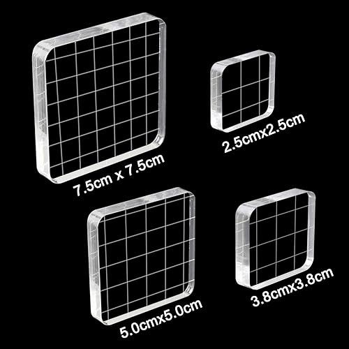 Miniatura 2 de Bloques de sellos acrílicos transparentes para sellar, 4 piezas, herramientas con líneas de cuadrícula para álbumes de recortes y manualidades