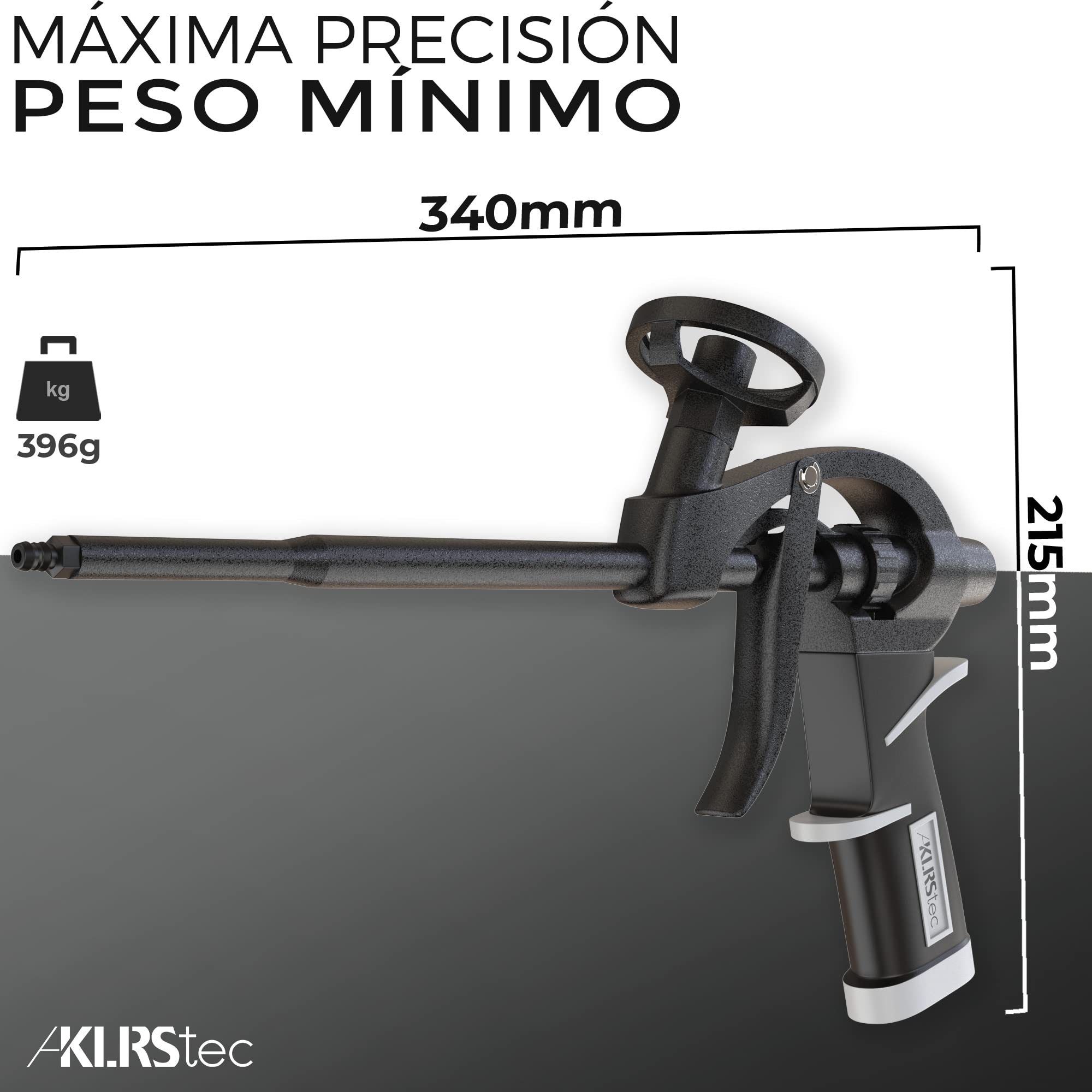 KLRStec Pistola de espuma de PU profesional con revestimiento de teflón PTFE 750ml 1k 2k