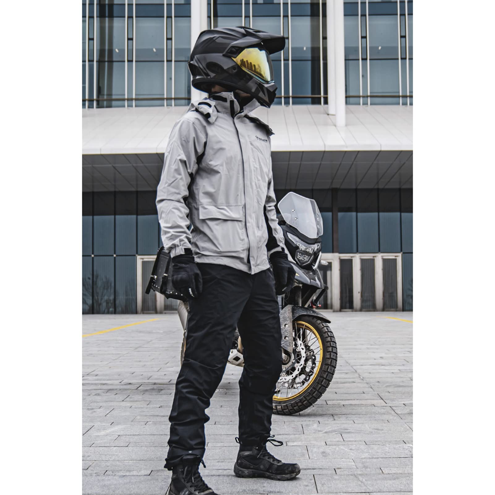 Mężczyźni Wodoodporny Rain Garnitur Kurtka i Spodnie Zestaw, Oddychające Unisex Rain Płaszcz Motocyklowy Rower Rain Gear Wiatroodporny Z Kapturem, Do Wędrówki, Jazda na rowerze - M/l/xl/xxl/3xl