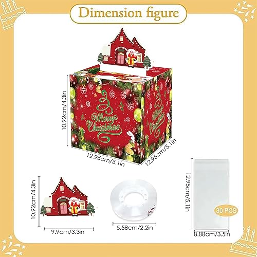 Miniatura 5 de Soportes para dinero de Navidad, caja sorpresa para dinero, kit de extracción de pastel de dinero, bolsas de Navidad para regalos con 30 cajas de
