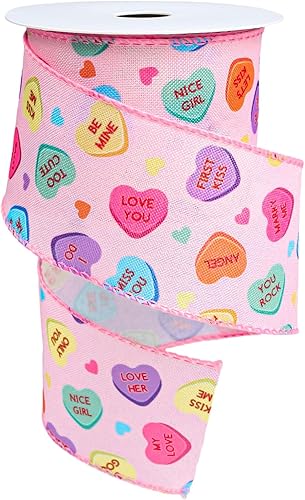 Miniatura 1 de Cinta de tela de corazón con alambre para el día de San Valentín, diseño de corazón, para envolver regalos, arreglos florales, coronas, arcos,