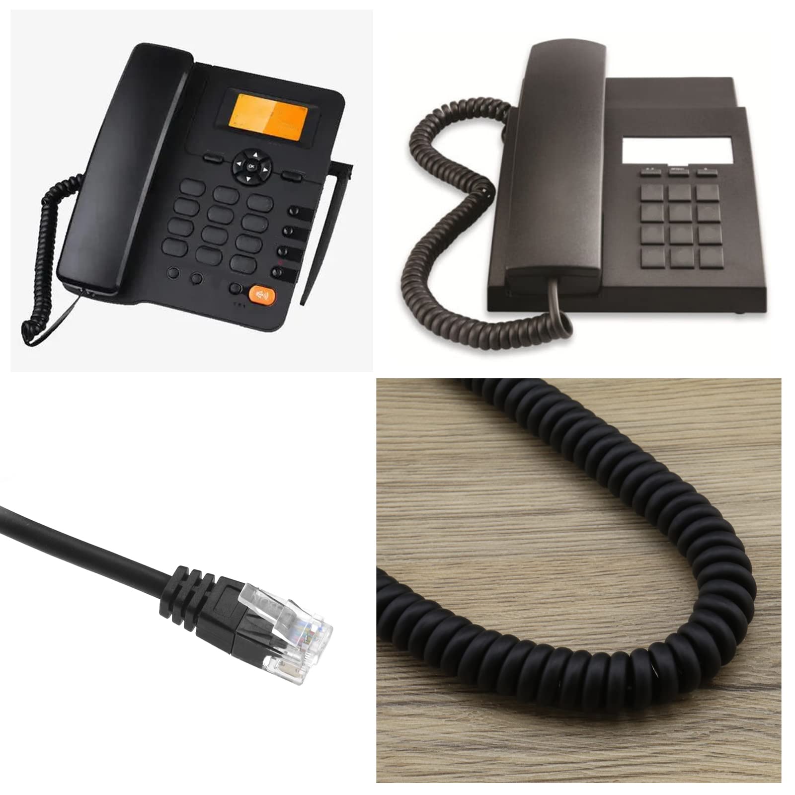 EMSea RJ12 6P6C męski na męski przewód telefoniczny prosty kabel przewodowy chowany kabel sprężynowy akcesoria do linii telefonicznych linii faksowych linii drukarskich