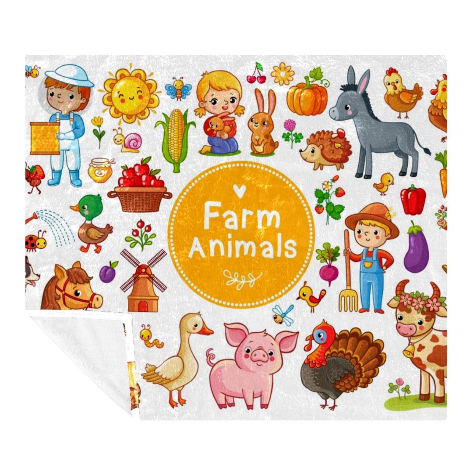 Couverture douce animaux de la ferme pour des soirées cocooning en famille sur le canapé