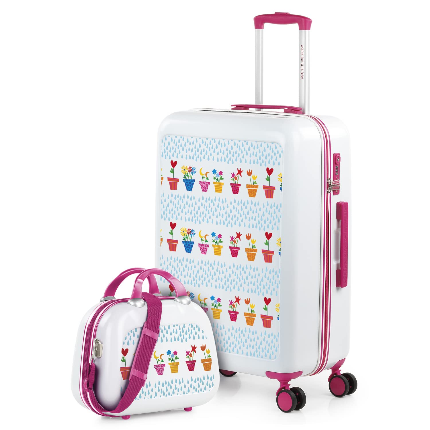 AGATHA RUIZ DE LA PRADA - Zestawy bagażowe - Zestaw walizkowy - Walizka Hard Shell. Lekka twarda walizka - zestaw z zamkiem szyfrowym TSA - twarda walizka w małej kabinie, średniej, Szczęśliwe garnki