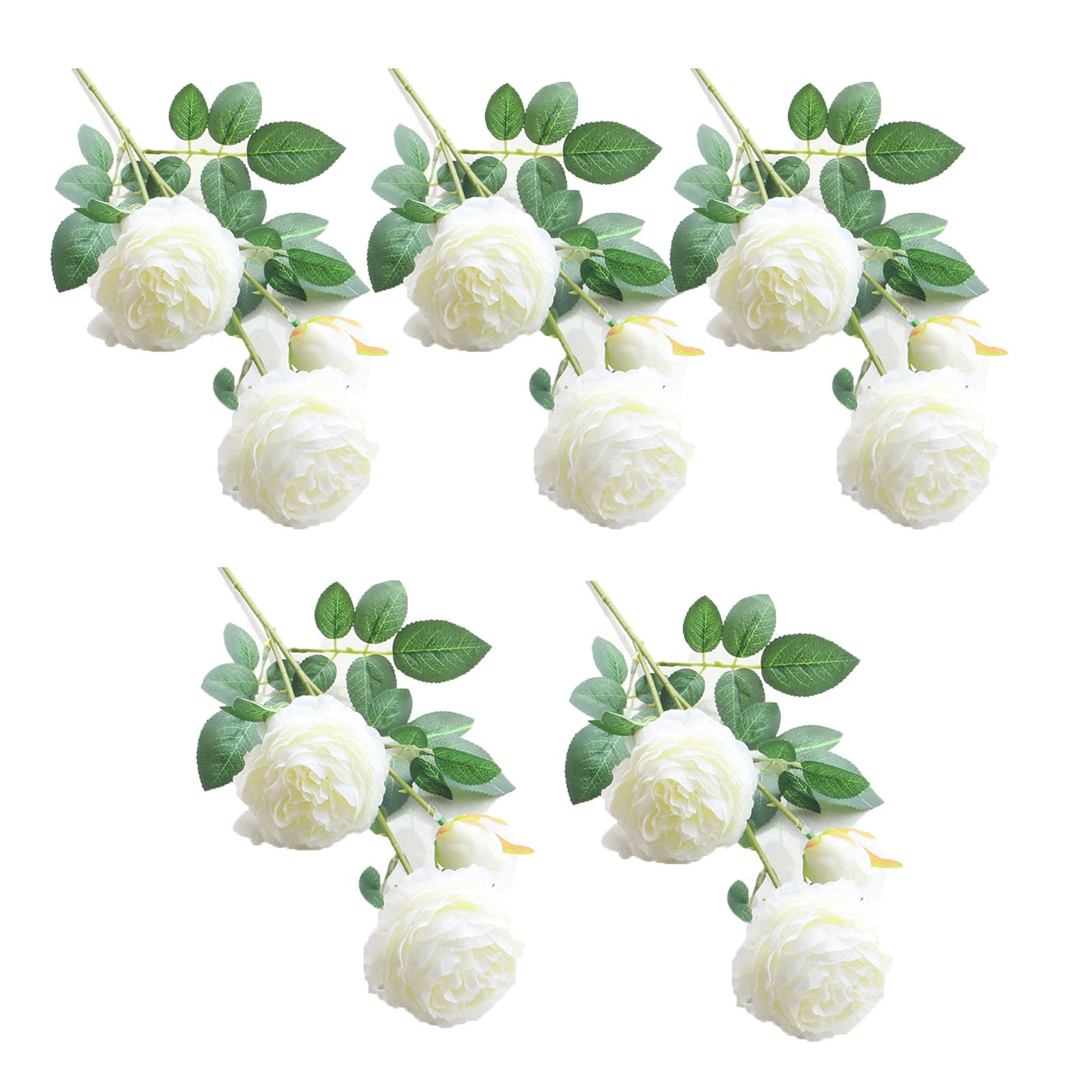 SBJKLYRN Simulated flowers, 5 Pcs Peony Silk Rose Fake Flowers for Wedding Decoration Diy Craft...
