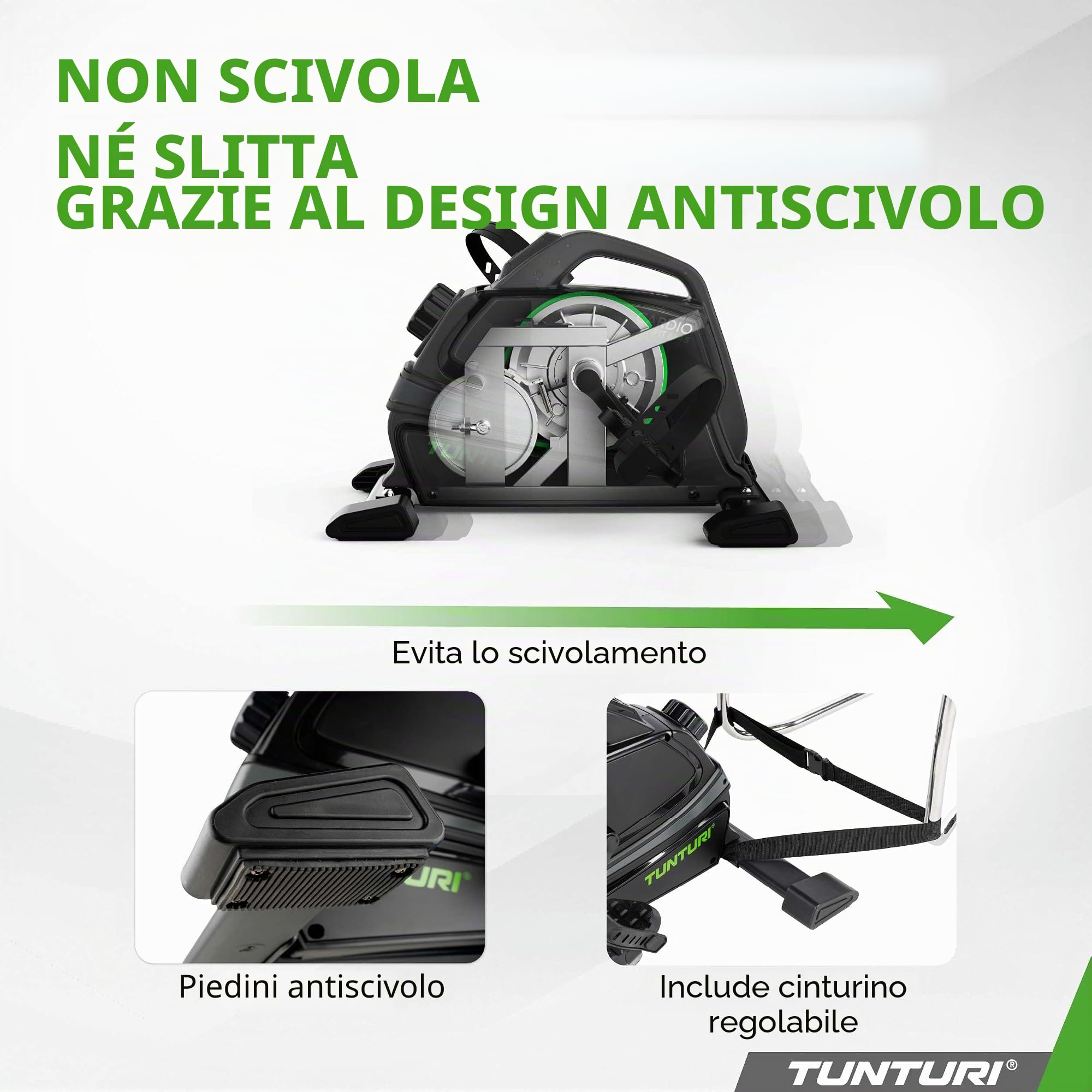 Tunturi Pedaliera Cardio Fit, vincitore del test 2024, mini cyclette per anziani, allenamento per braccia e gambe seduti, resistenza regolabile e display LCD