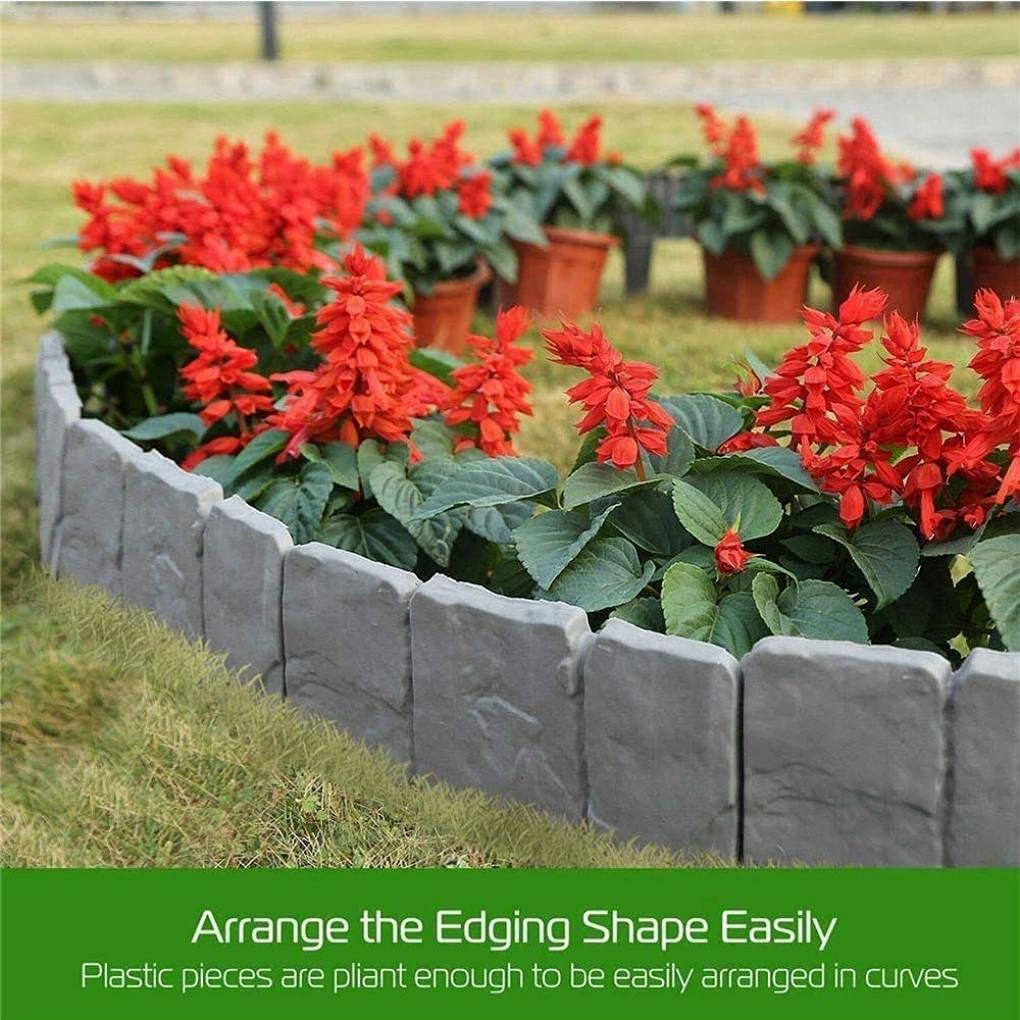 Garden fence, Garden Edging Grey Stone Look Garden Palisade Flower Bed
