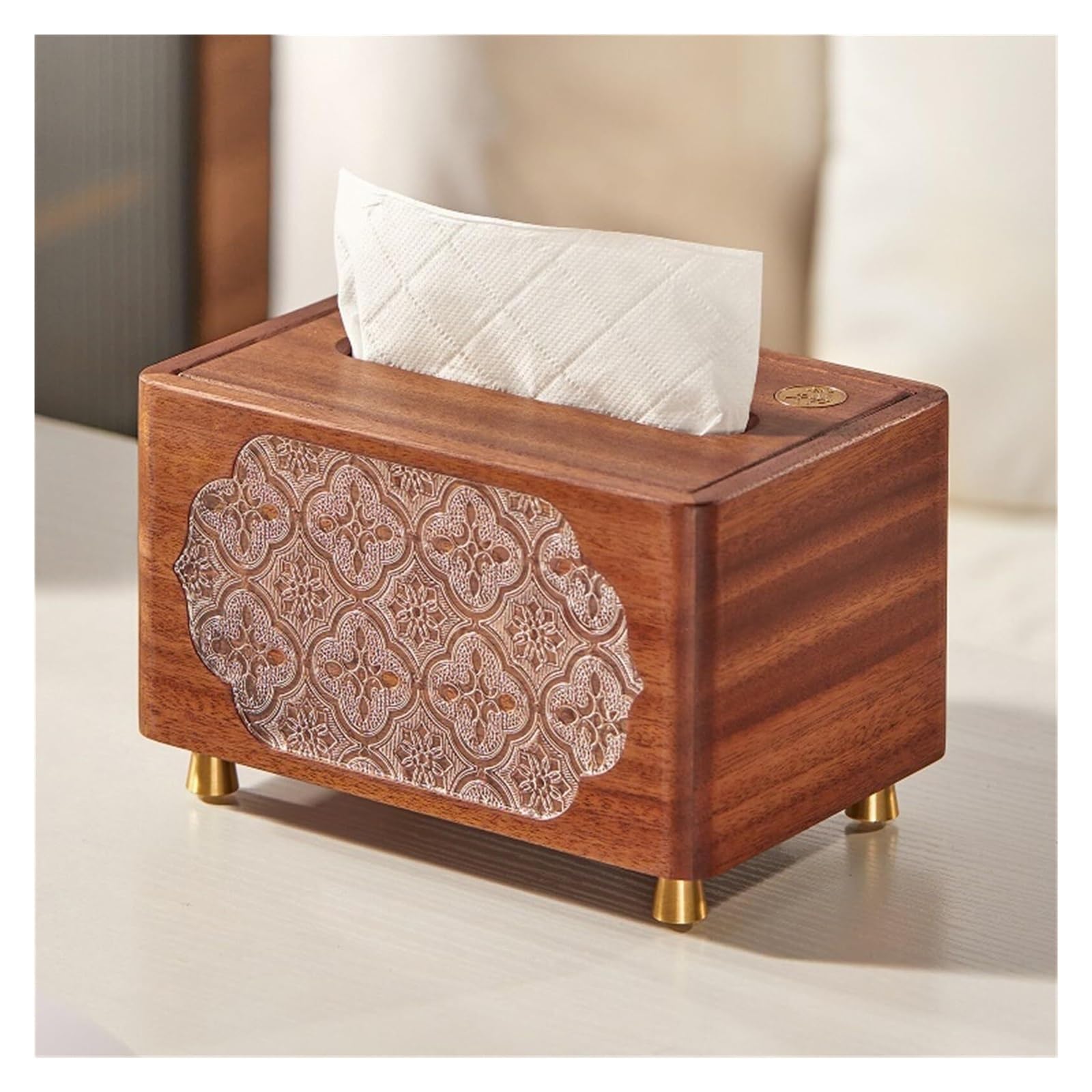 Porta fazzoletti Tavolino da salotto in legno di lusso leggero con coperchio for scatola fazzoletti, dispenser for tovaglioli creativi for il viso Divertenti decorazioni per il bagno