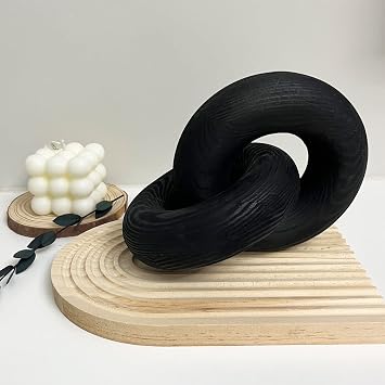 Wood Chain Link Decor Knot Decor,2-Link Hand Boho Carved Wood Chain Suitable for Bedroom, Living Room, Coffee Shop Decoration Black
