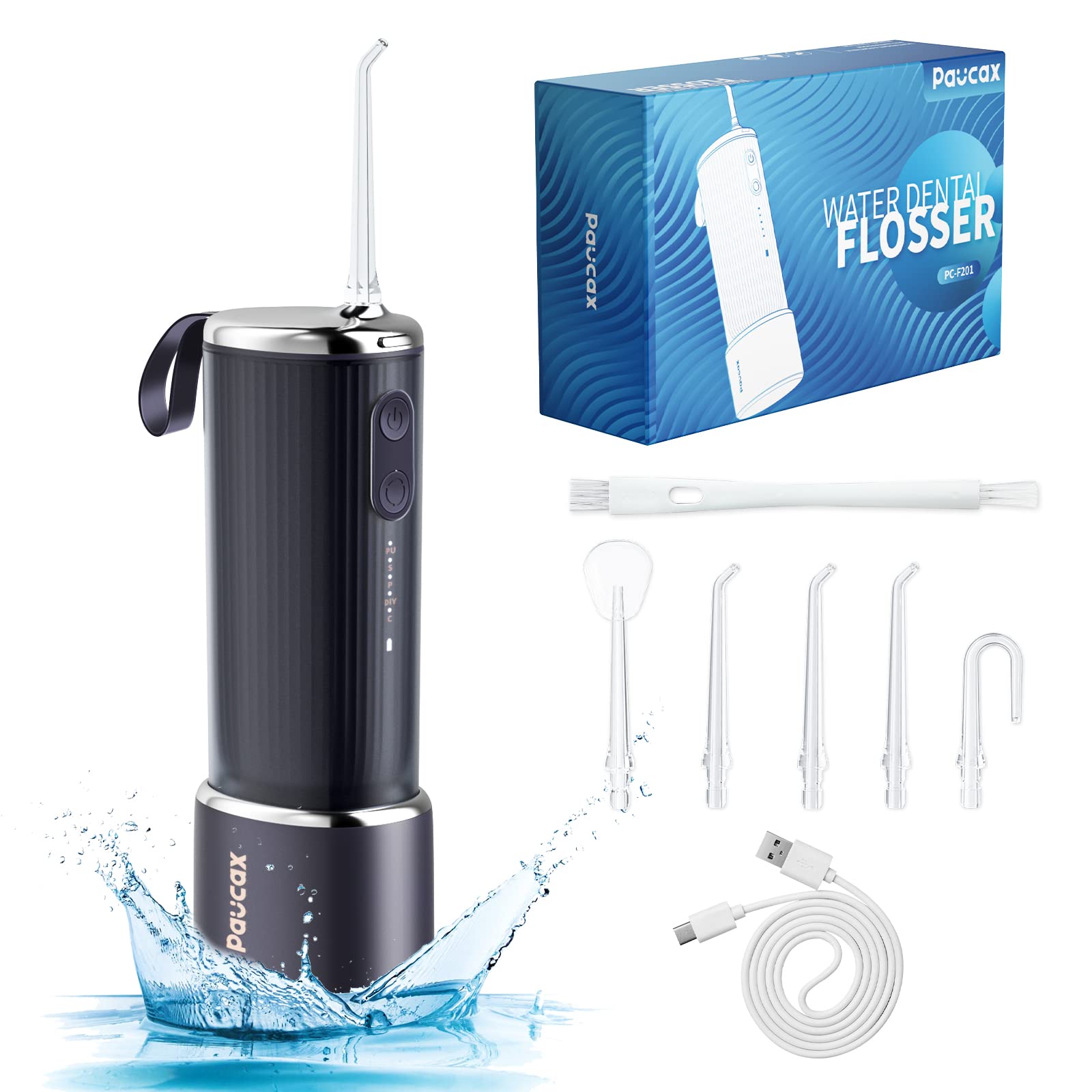 Spark Moments irygator do jamy ustnej z trybem samooczyszczania – przenośny irygator do mycia zębów z 4 trybami i 5 szt. IPX7 wodoszczelny ładowanie przez USB do podróży i użytku domowego