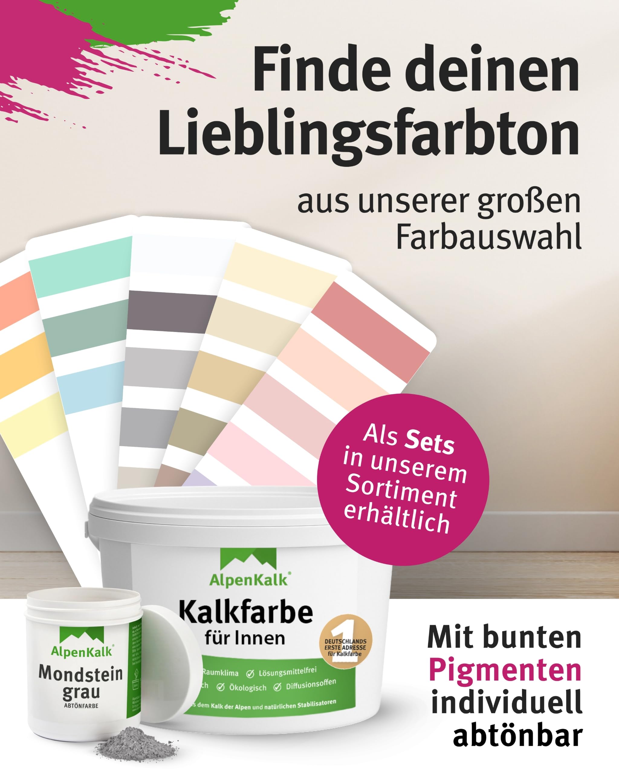Weiße Kalkfarbe & Wandfarbe für Innenräume I 18 kg für ca. 90m² I Hochdeckend & wischfest für natürliches Raumklima I Atmungsaktiv mit Anti-Schimmel Formel I Für Allergiker & Kinder