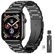 Stainless Steel Band Compatible with Apple Watch Ultra 3/2/1 (49mm) & Series 11 10 9-1 SE 3-1(46/45/44/42/41/40/38mm), Metal Strap for Men with Breathable No-Hair-Pinching Links, Heavy Duty iWatch Bracelet with Removal Tool