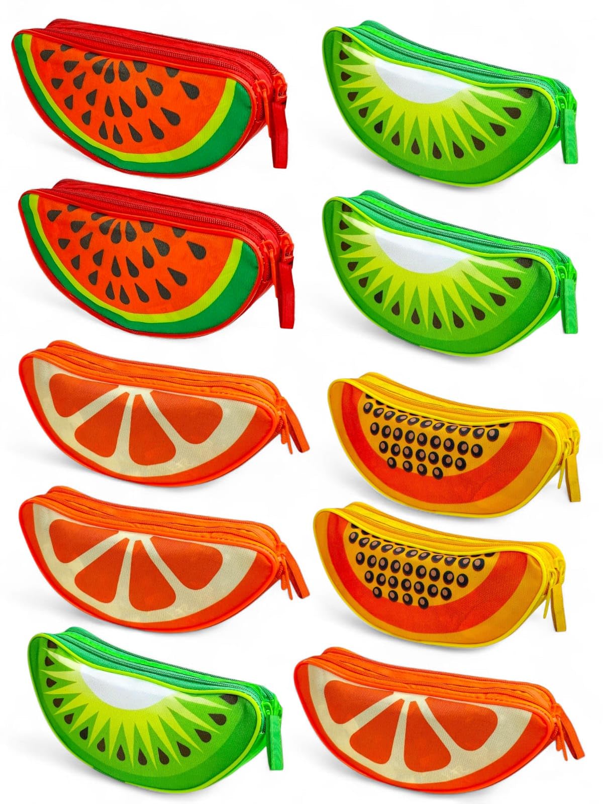 AMANVANI School Pencil Pouch, Fruit Design Pencil Case for Girls & Boys, Semi Circle Stationery Case, Birthday & Kanjak Return Gift for Kids, Two Zipper Pouch for Stationery and Art Supplies (12 Pcs)-picture-11