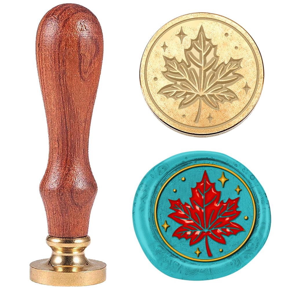 3D Pumpkin Autumn Wax Seal Stamp 1" Removable Brass Seal Head with Wooden Handle Vintage Embossed Sealing Wax Stamp for Envelope Letter Invitations Fall Festival Gift Card Decor