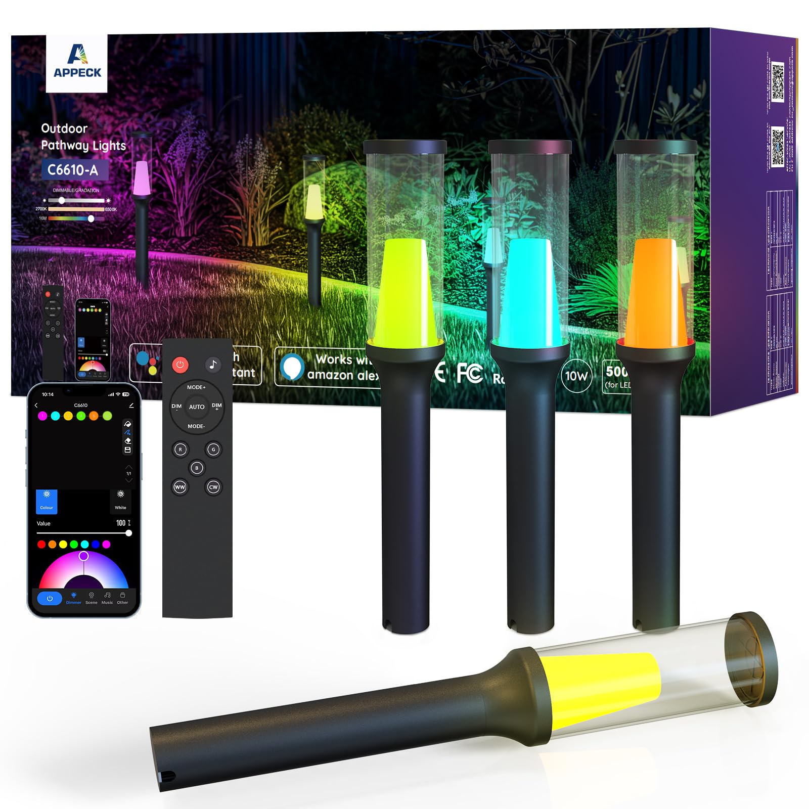 APPECK Pathway Lights Outdoor 800LM, RGBCW Low Voltage Landscape