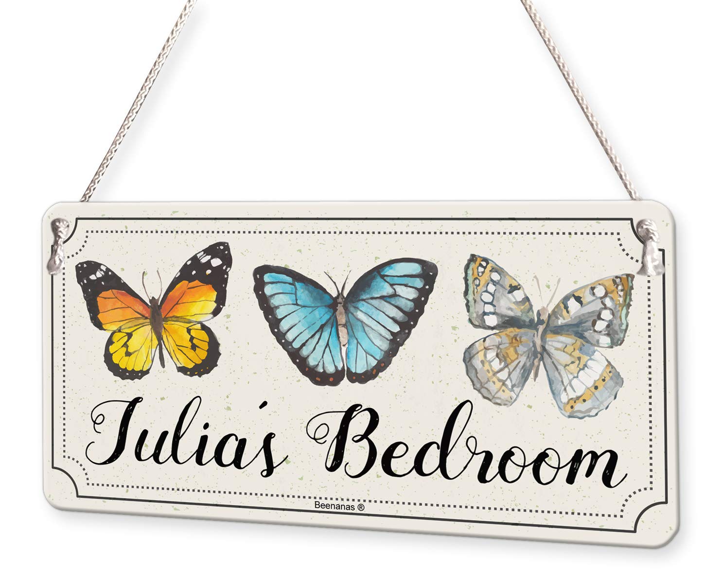 Beenanas Butterflies Butterfly Watercolour Personalised Childs Bedroom Door Sign Name Plaque
