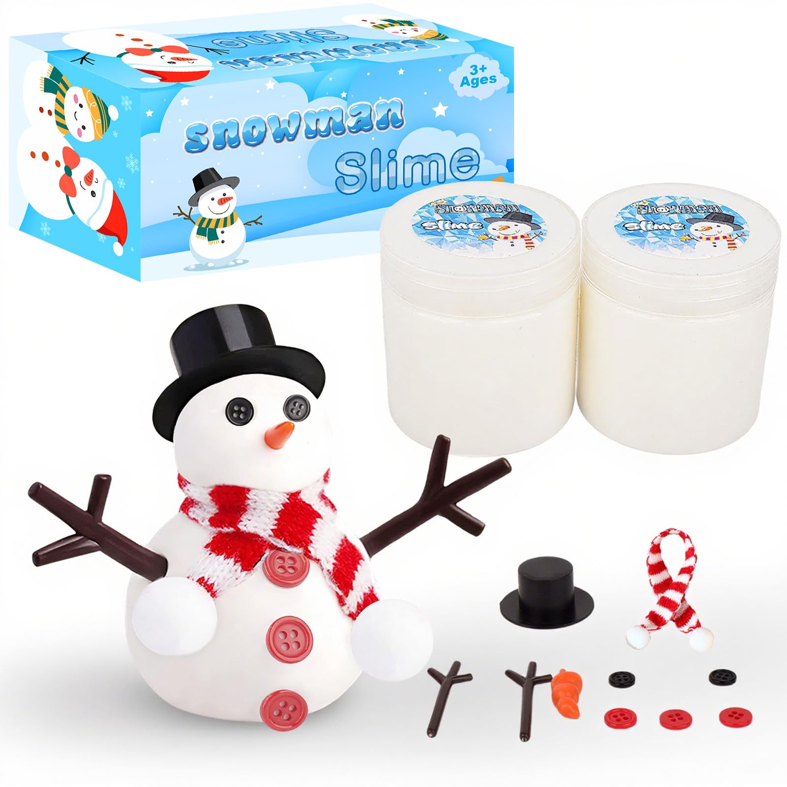 2 Pack Putty Slime Kit with Snowman Accessories,Do You Want to Build a Snowman,Build