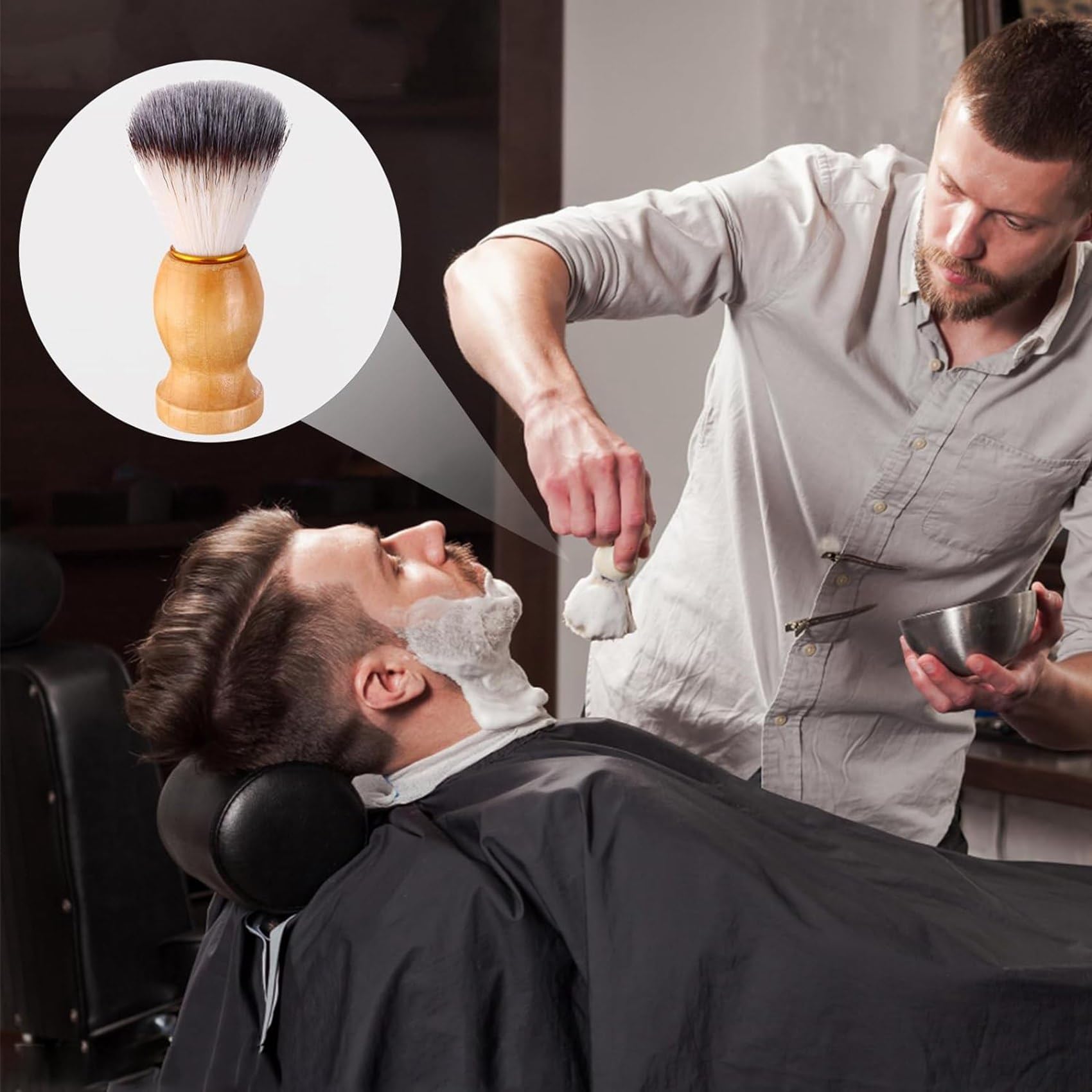 21 Pezzi Pennello da Barba da Uomo con Manico nel Legno, Strumenti da Salone Pennello da Barba Realizzato un Mano con Manico nel Legno Pennelli da Barba Pennello per Capelli