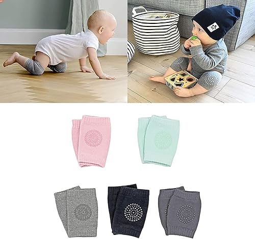 Miniatura 5 de Rodillera de bebé para gatear, rodilleras para bebés, calentadores elásticos de piernas, protector de piernas antideslizante para niños pequeños (5