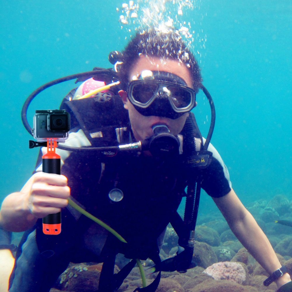 Grapelet Maniglia Galleggiante Per GoPro Hero 9-2, Action Cam - Arancione Con Cinghia E Scomparto Impermeabile