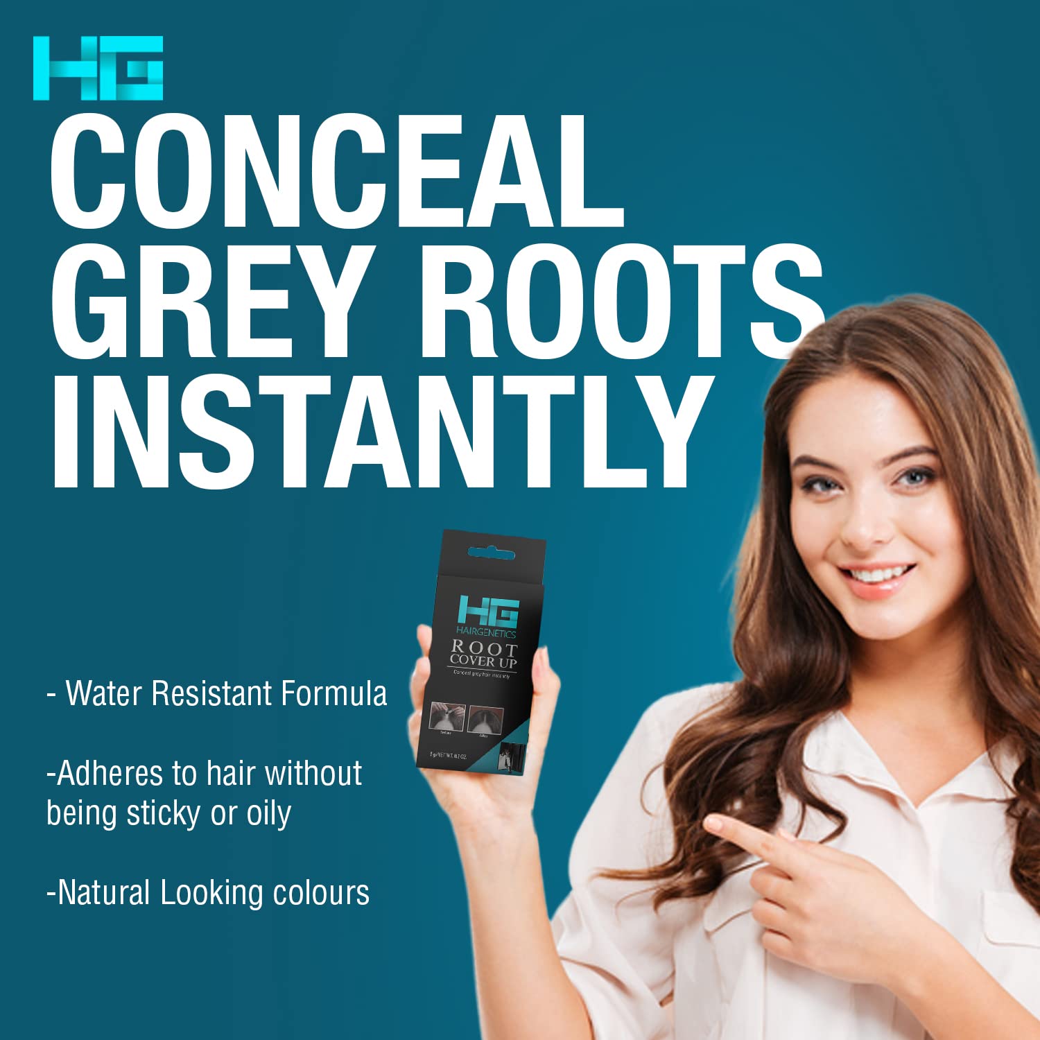 Hair Genetics Root Cover Up Hide Your Grey Hairs Roots NEW Mineral Powder Technology Natural looking Results in Seconds Root Touch Up Powder (Dark Brown)