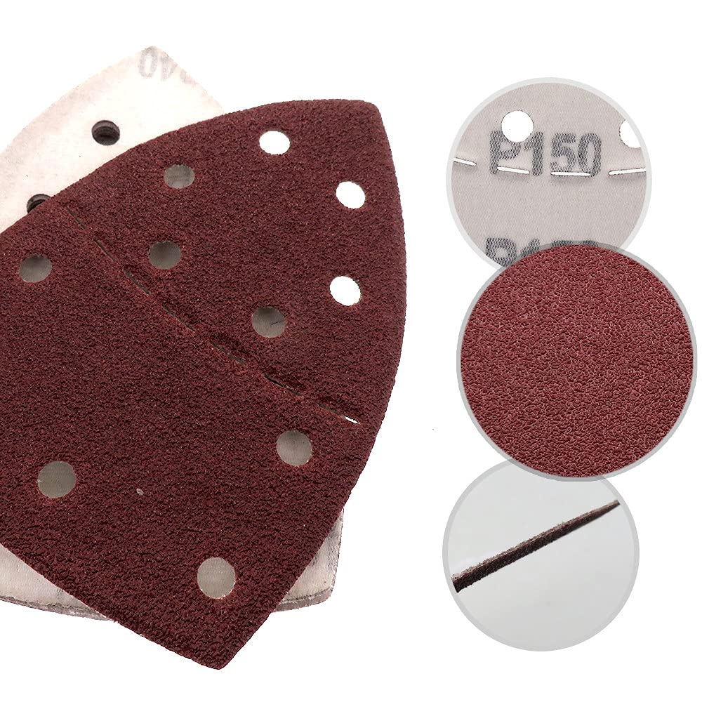 100 hojas de lija separables, papel de lija triangular, 105 x 150 mm, 11 agujeros, disco de lija de bucle de gancho, grano 40/60/120/150/240, h, 40 120 180 240 320