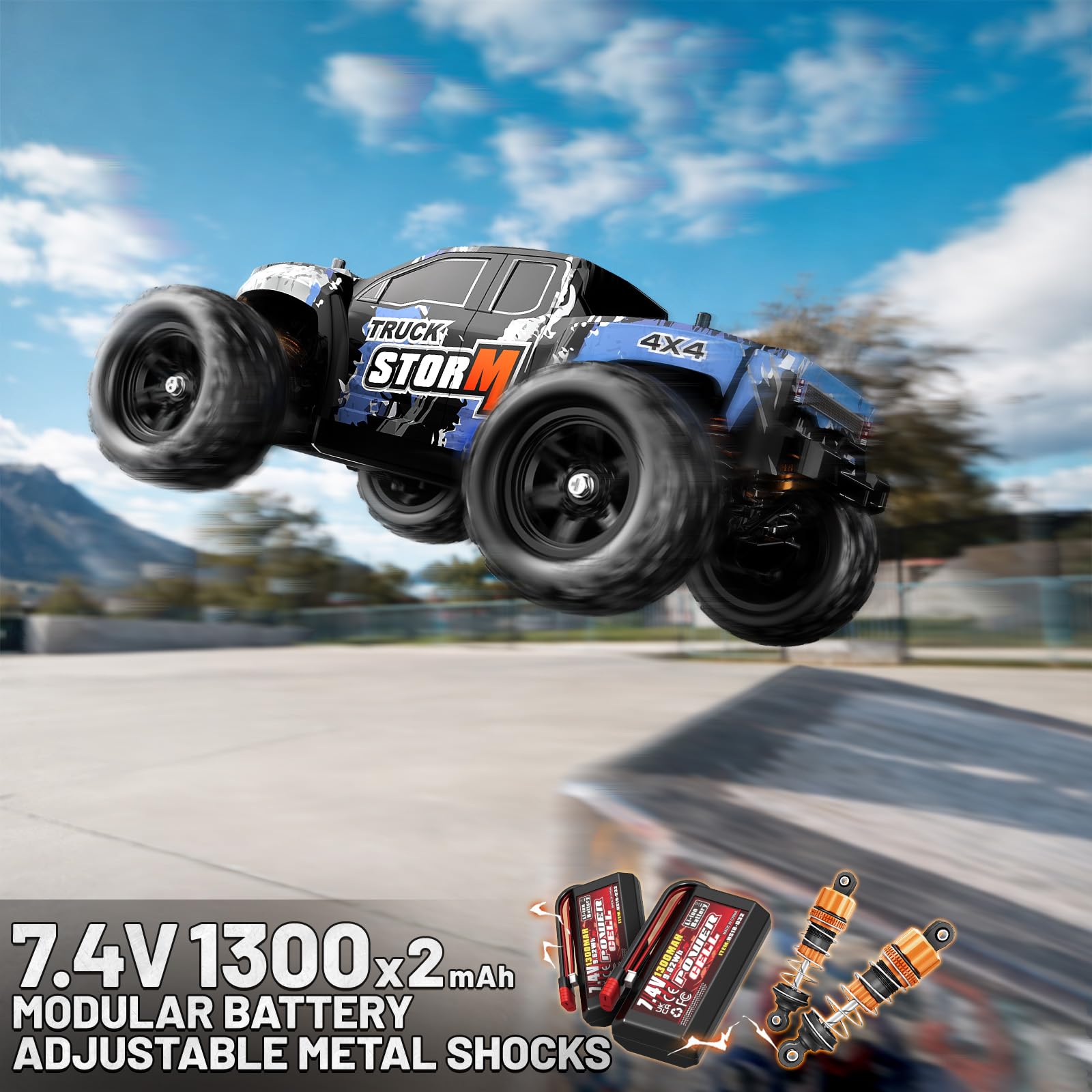 Womaqu Macchina telecomandata professionale Adulti e Ragazzi 1:18 4x4 RC 36 km/h, auto radiocomandata fuoristrada da esterno, resistente agli spruzzi, con Trasmissione in Metallo e 2 Batterie