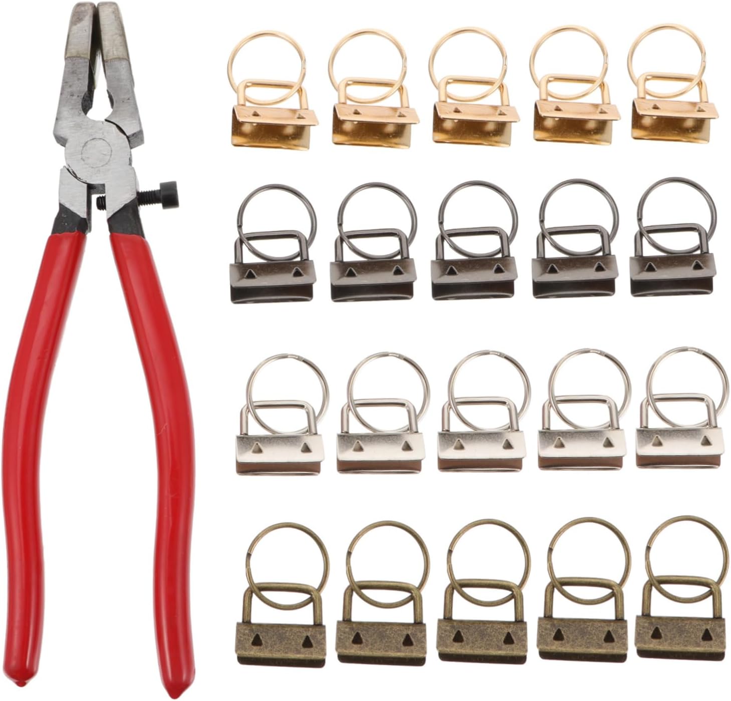 Veemoon 20pcs Metal Tail Clip Key Ring Making Supplies Key Fob Pliers for Keychain Craft Tool for DIY Accessories