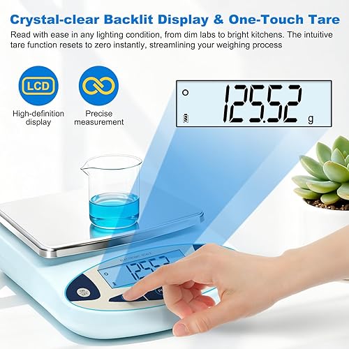 Miniatura 5 de Báscula de laboratorio 176.37 oz x 0.00 oz, balanza analítica digital de alta precisión, escala electrónica de precisión de 0.00 oz con pantalla LCD