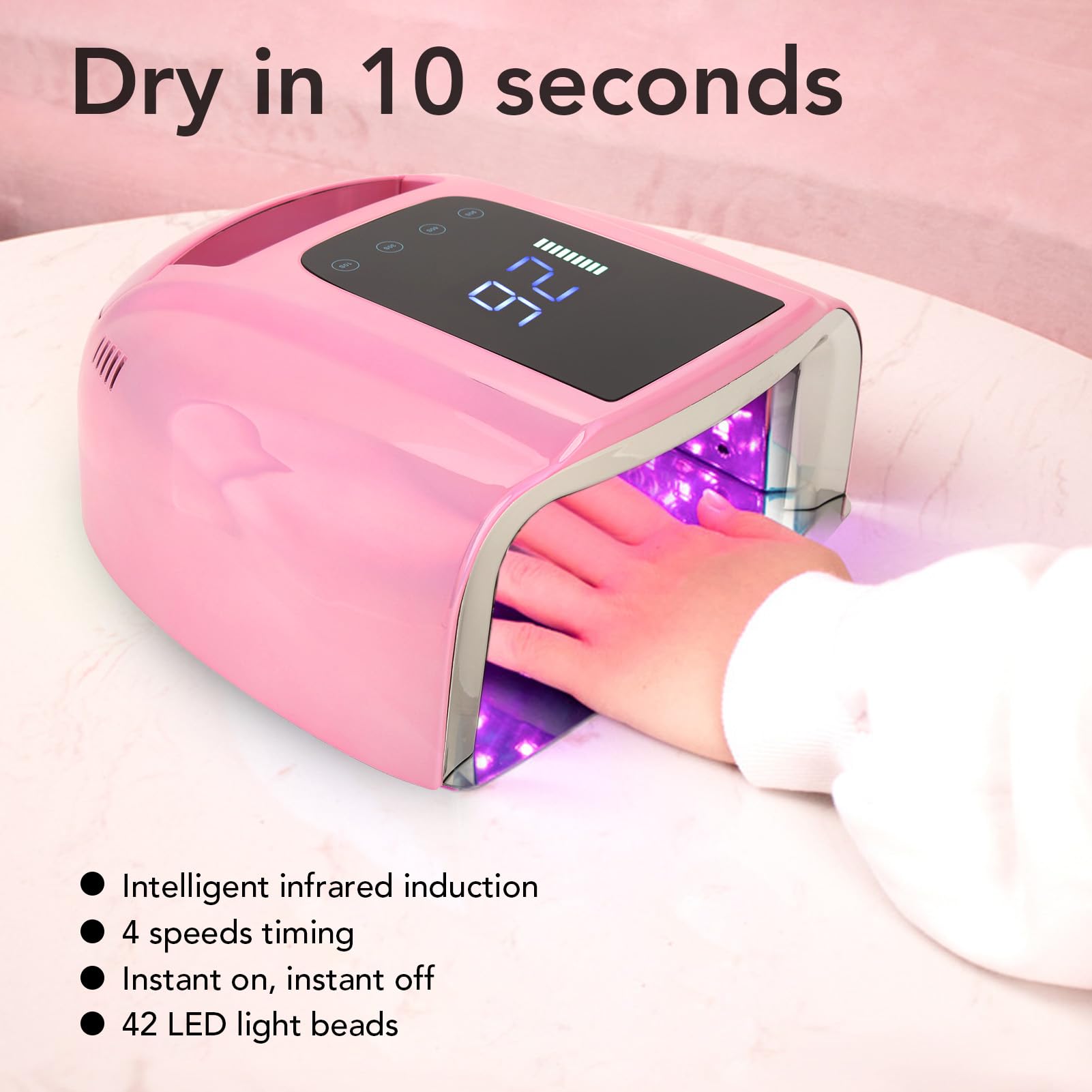 Generic 96W Nail Polish Dryer 42pcs Light Chips Intelligent Induction Rechargeable Nail Gel Curing Lamp 100 240V (US Plug)