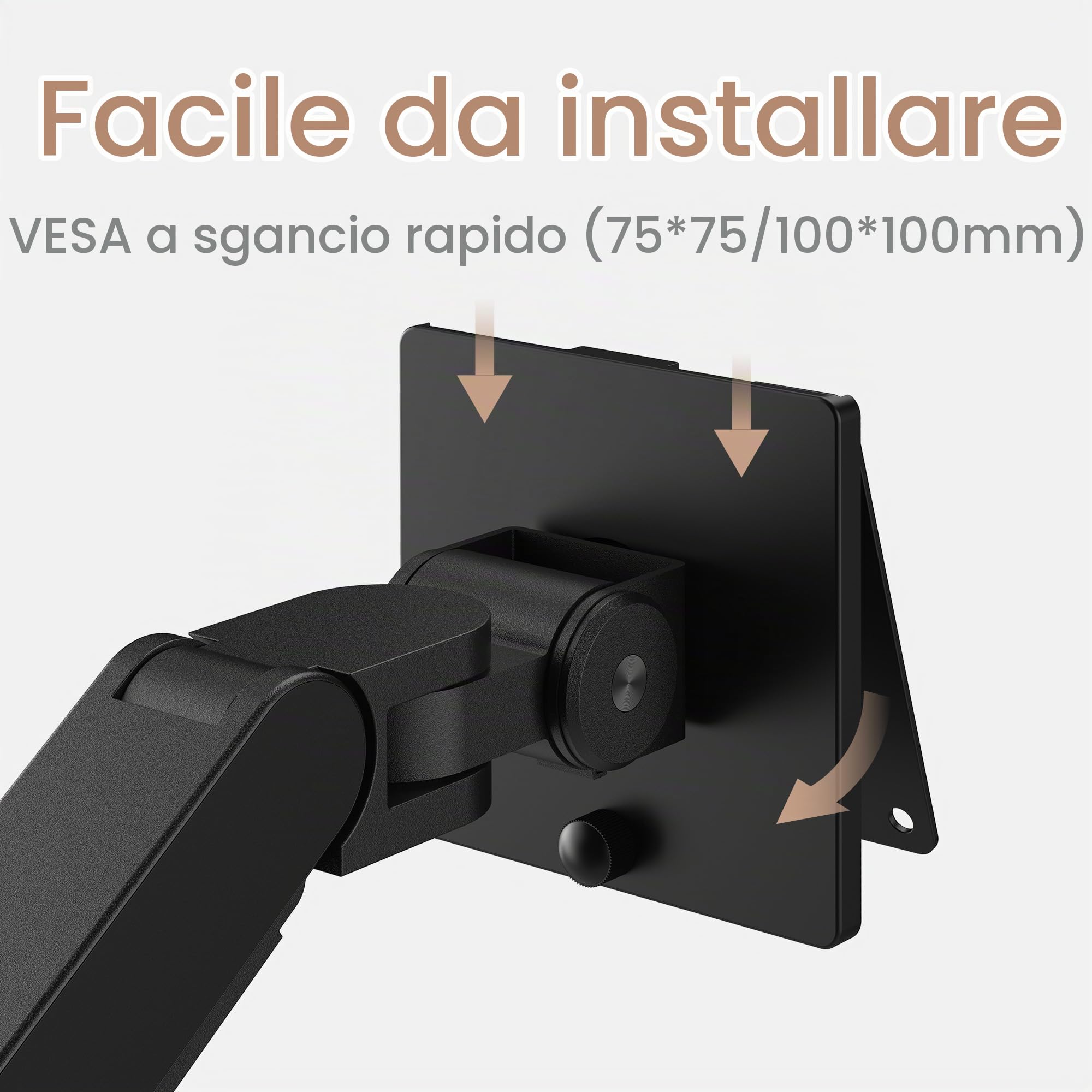 BenQ Ergo Arm BSL01 – Braccio per monitor, regolazione fluida, supporto da scrivania stabile, compatibile VESA (75×75, 100×100), supporta fino a 40" e 11 kg. Spessore scrivania 10~50 mm