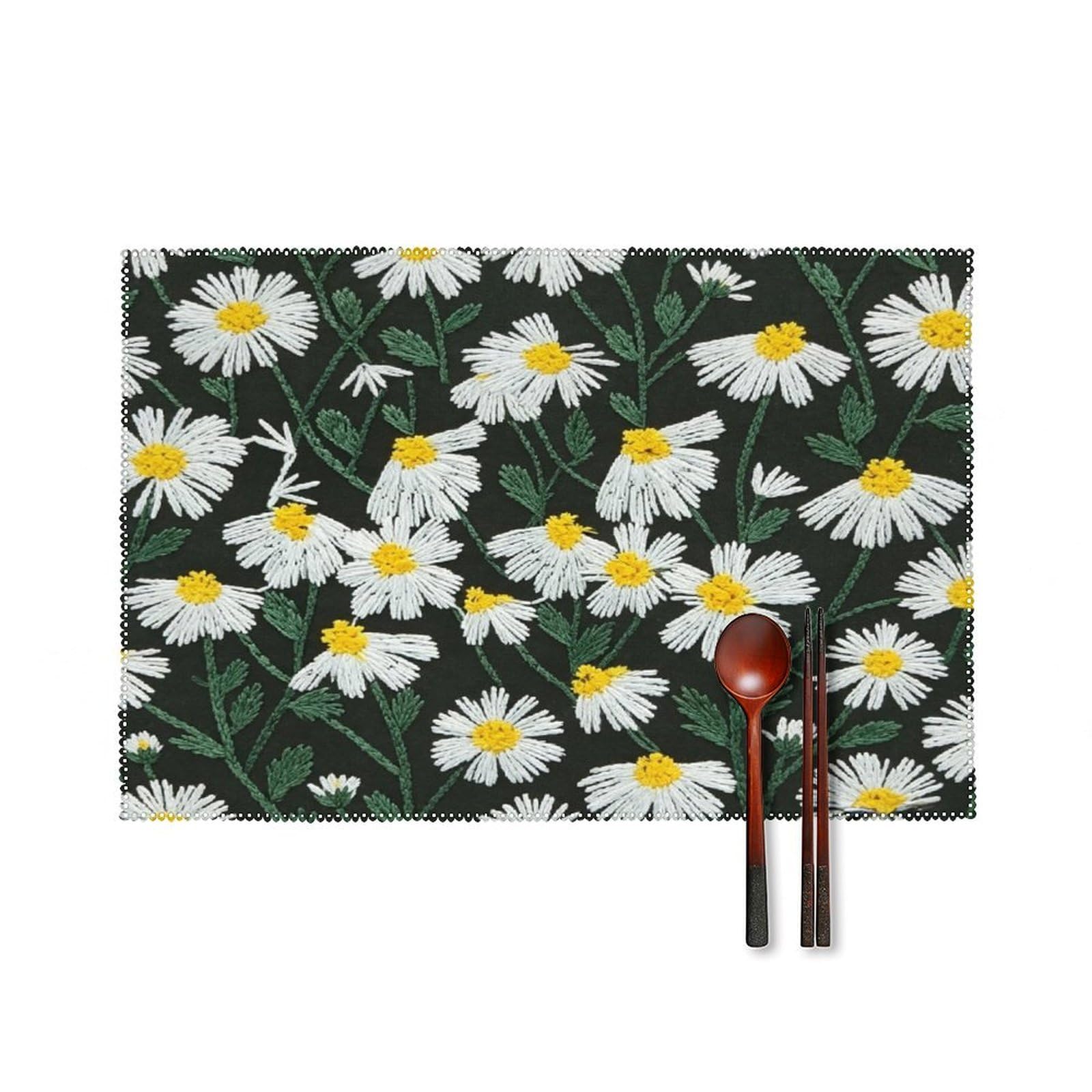 Fekiloot Style Little Daisy Placemats Set Of 6,Table Mat