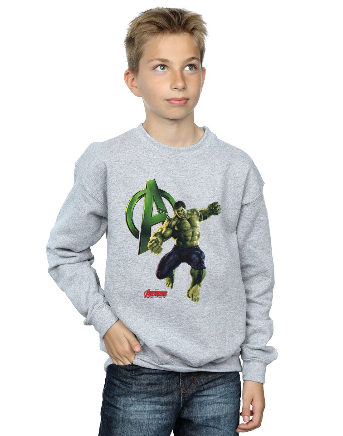 Marvel Boys Hulk Pose Sweatshirt 9-11 Years Sport Grey